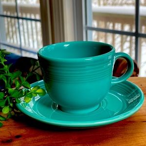 Fiestaware Light Teal Tea Cup & Saucer